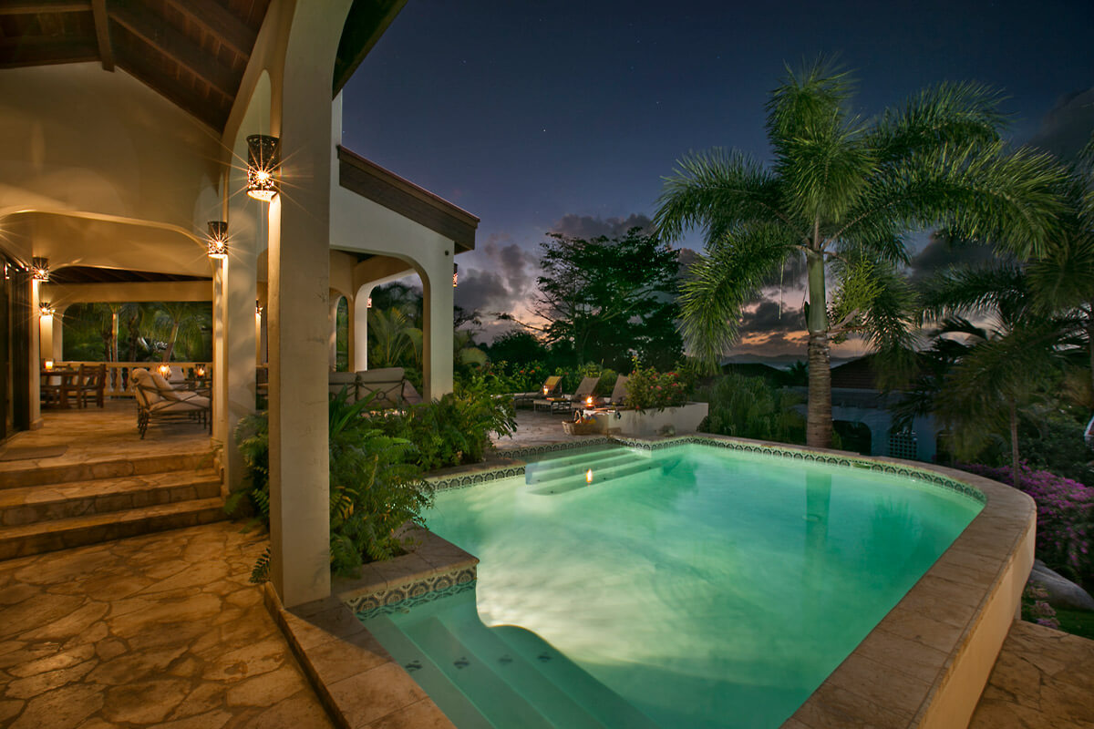 Bellamare Villa Pool at Night